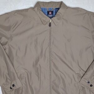 CHAPS Men's Khaki Jacket Size XXL Full Zip Lined Windbreaker Light Weight Travel